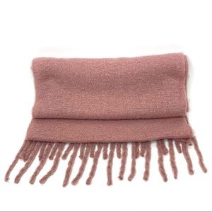 Solid Blush Pink Plush Fuzzy Blanket Scarf With Fringe By Renee’s NY New Nwot